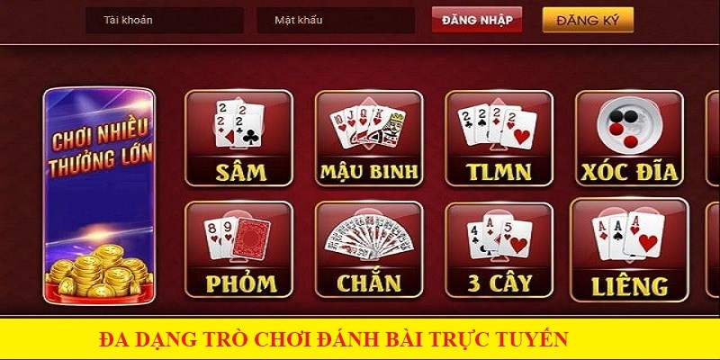 Nhiều trò chơi bài trực tuyến được cung cấp